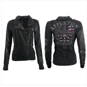 Affliction Women’s Jamison Moto Zip Jacket in Black New With Tags Size Small